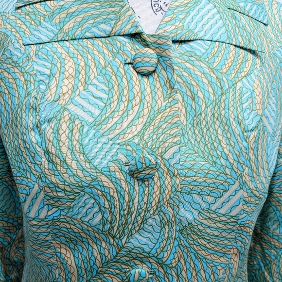 Women's vintage green patterned blouse size S - Picture 3 of 6
